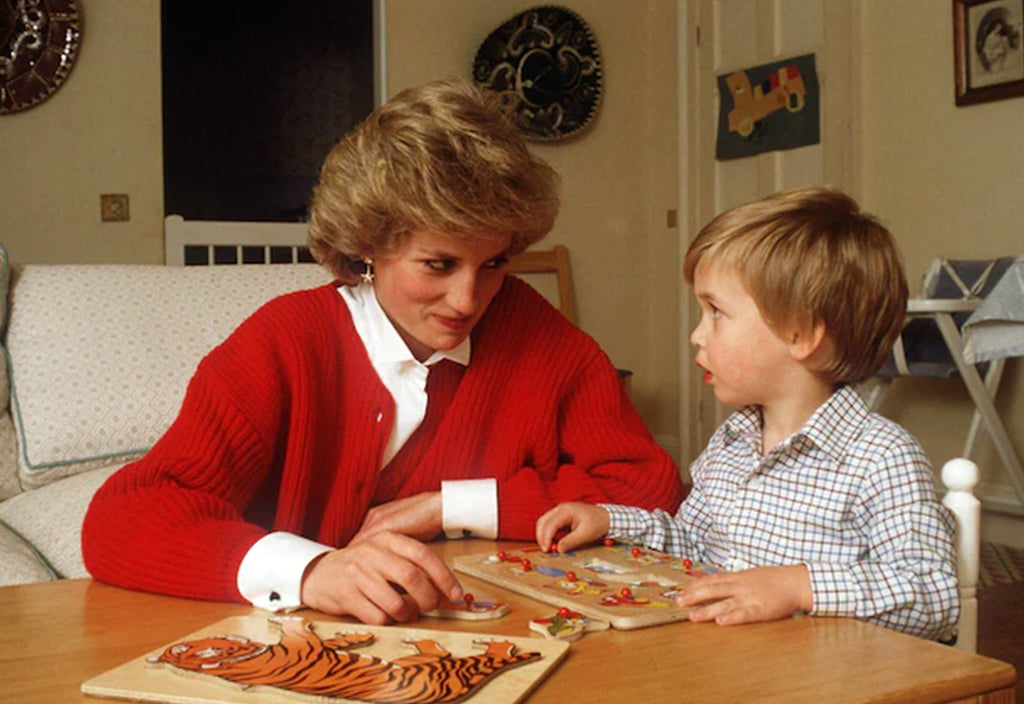 Netflix The Crown Season 5: Princess Diana & Prince William with a jigsaw puzzle at Kensington Palace