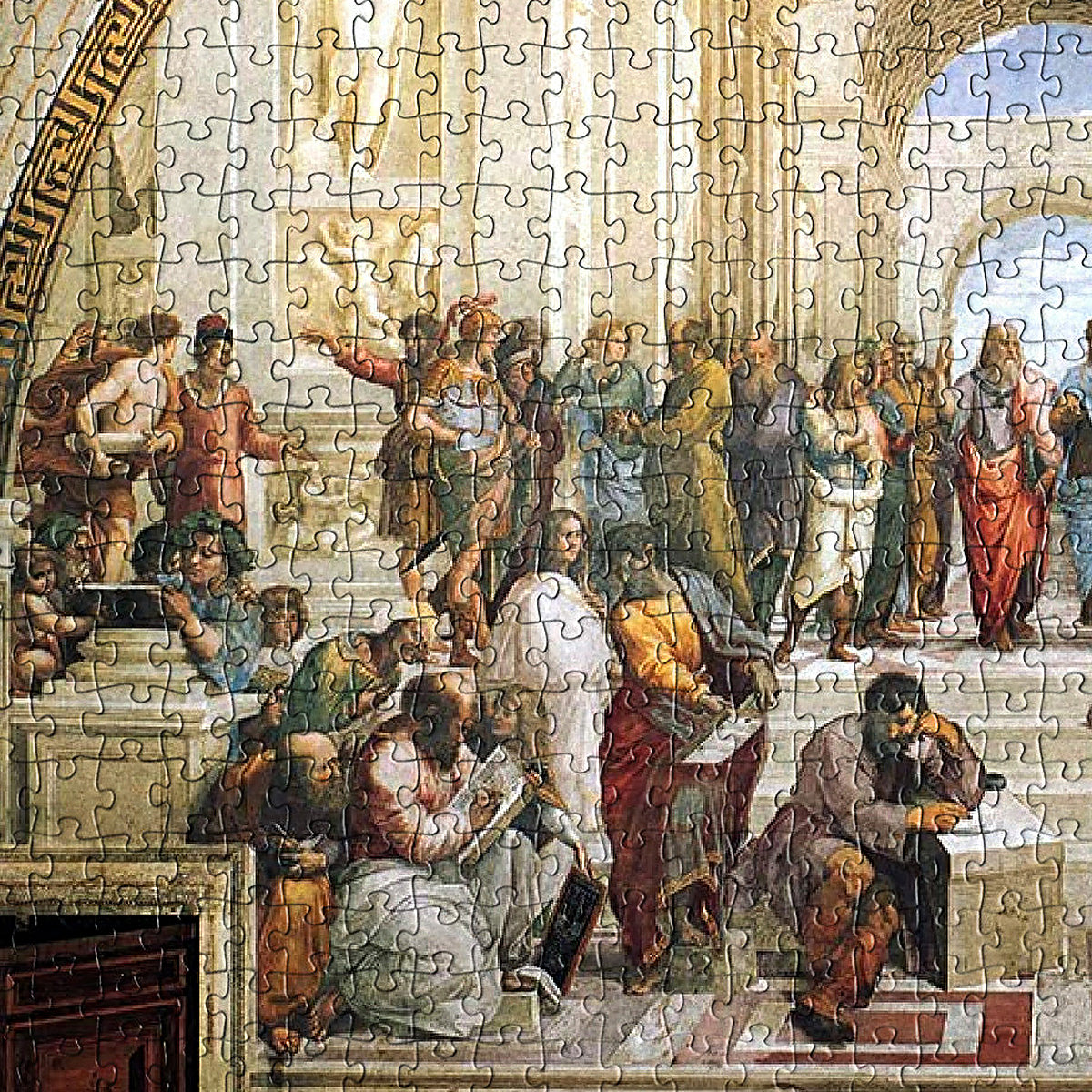 Eurographics presents an incredible 1000-piece jigsaw puzzle that brings Raphael's School of Athens painting to life.