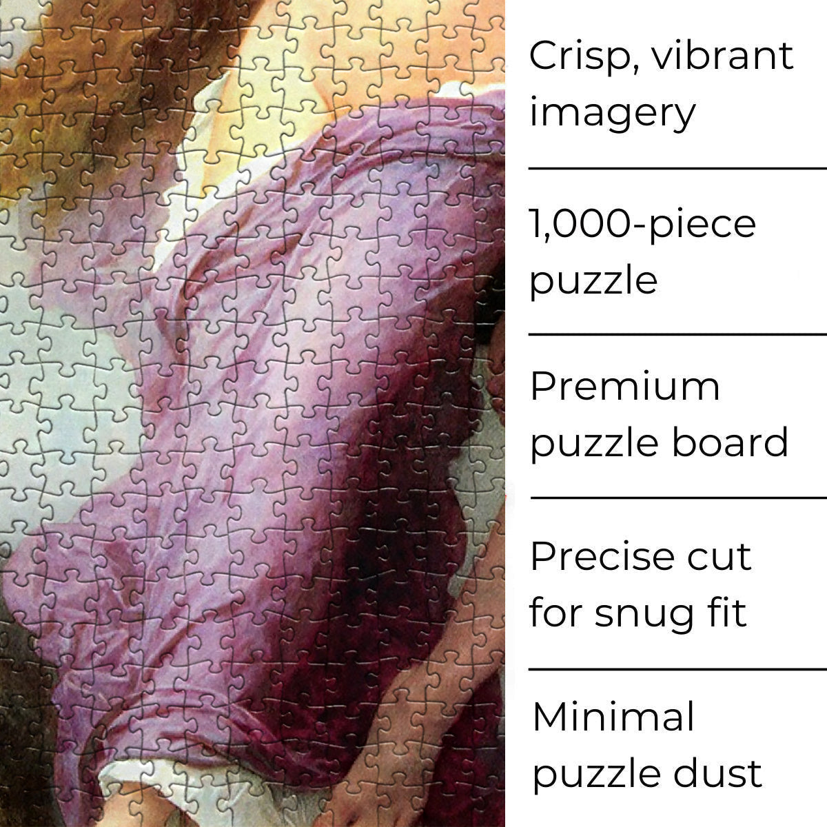 Immerse yourself in the captivating world of Bouguereau's 'The Abduction of Psyche' with this 1000-piece jigsaw puzzle