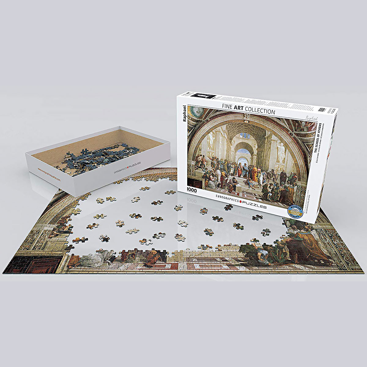 A stunning example of fine art transformed into a challenging puzzle - the 1000-piece Raphael The School of Athens Jigsaw Puzzle.