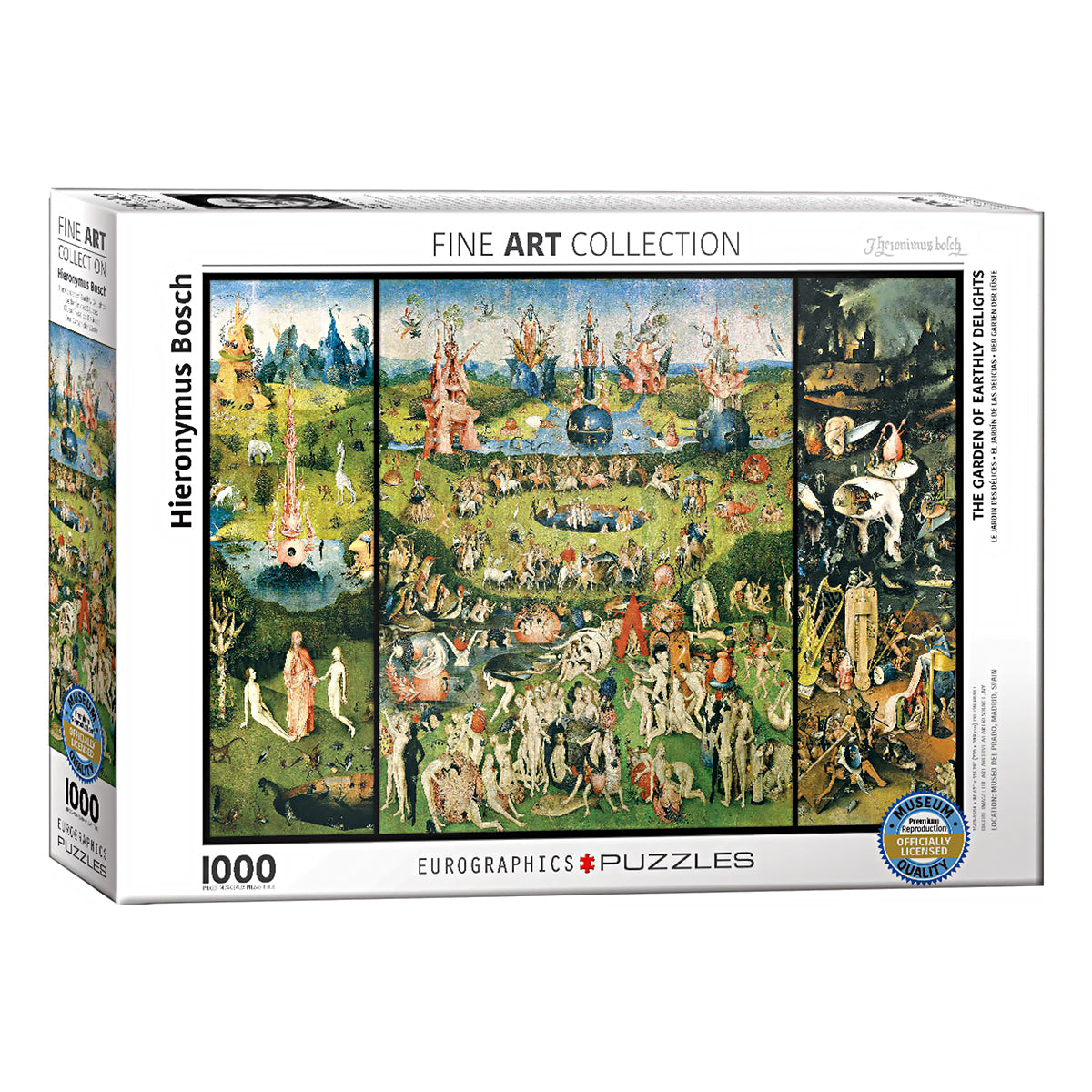 Transform your space into a work of art with Eurographics' 1000-piece Hieronymus Bosch jigsaw puzzle, inspired by the famous painting The Garden of Earthly Delights.