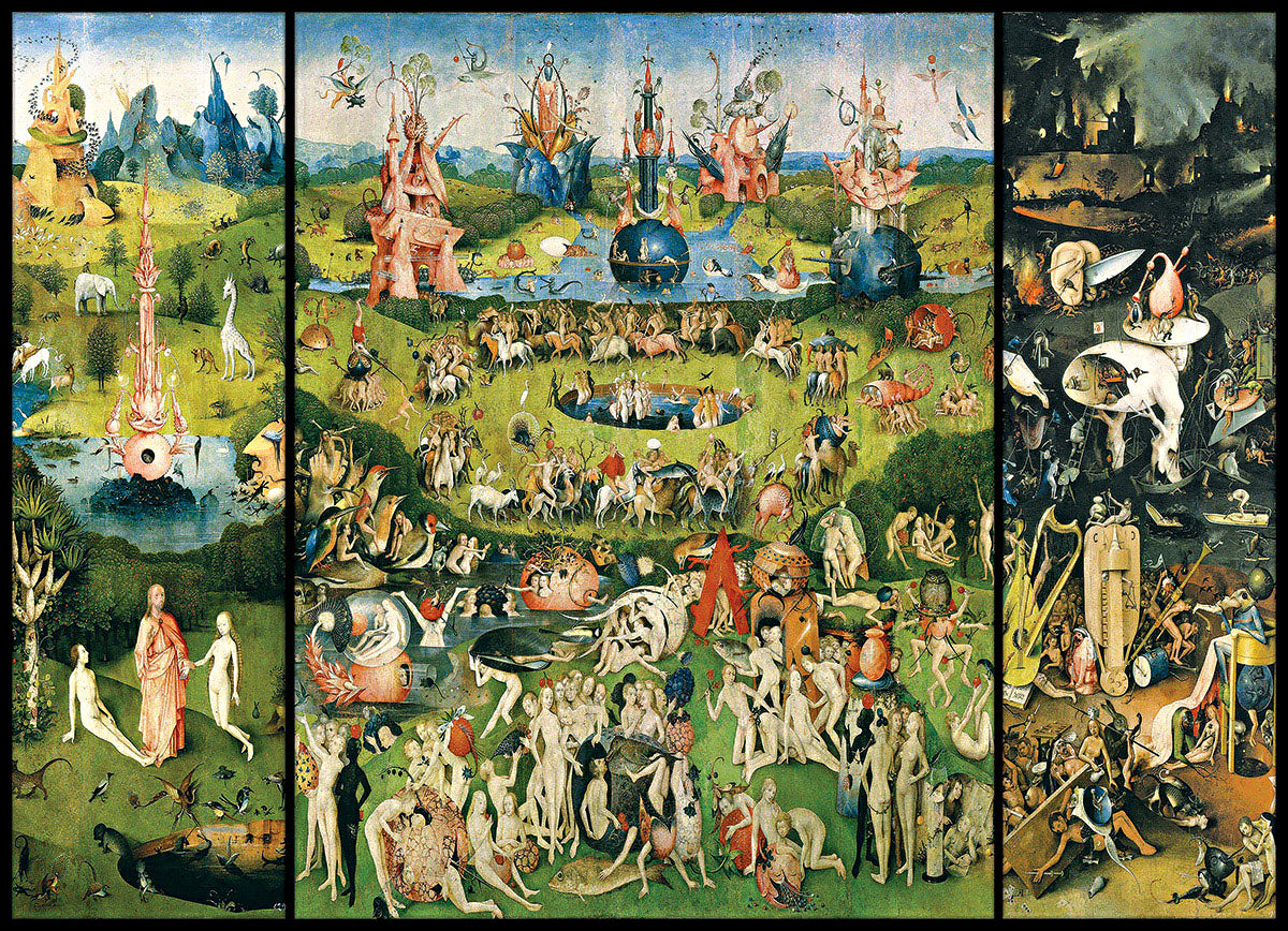 Challenge yourself with Eurographics' 1000-piece jigsaw puzzle featuring Hieronymus Bosch's The Garden of Earthly Delights, then proudly display it framed on your wall.