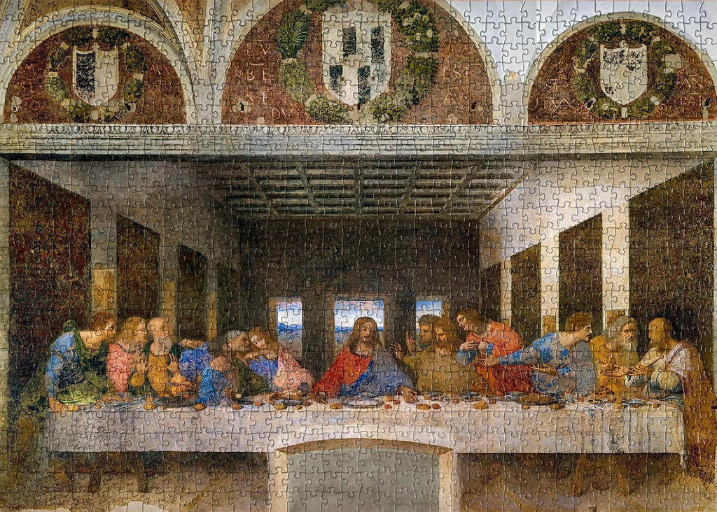 A beautifully crafted 1000-piece jigsaw puzzle featuring Leonardo da Vinci's iconic mural, The Last Supper, from Clementoni's Museum Collection.
