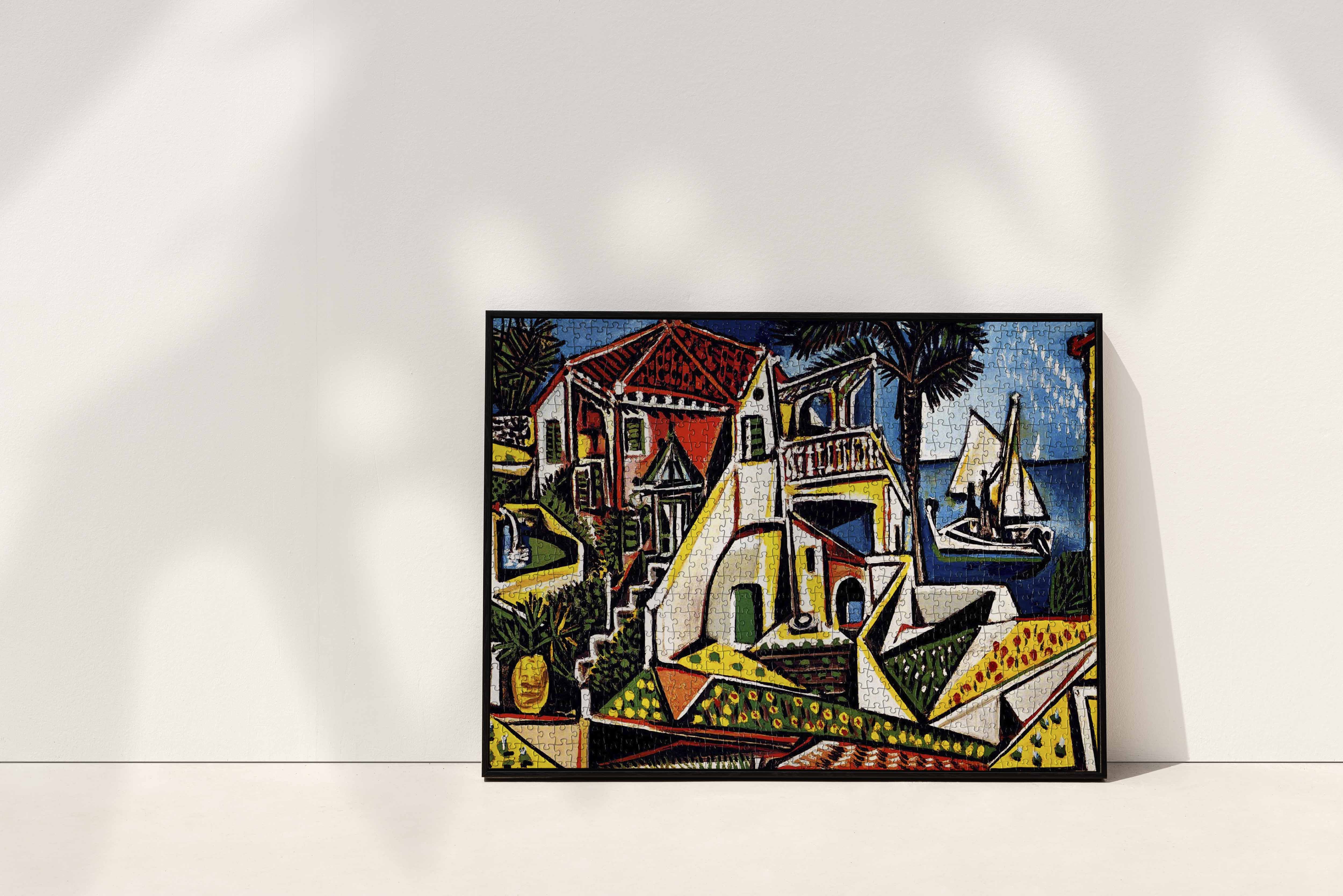 A visually stunning jigsaw puzzle featuring Picasso's Mediterranean Landscape, challenging puzzle enthusiasts with its intricate design and rich color palette.