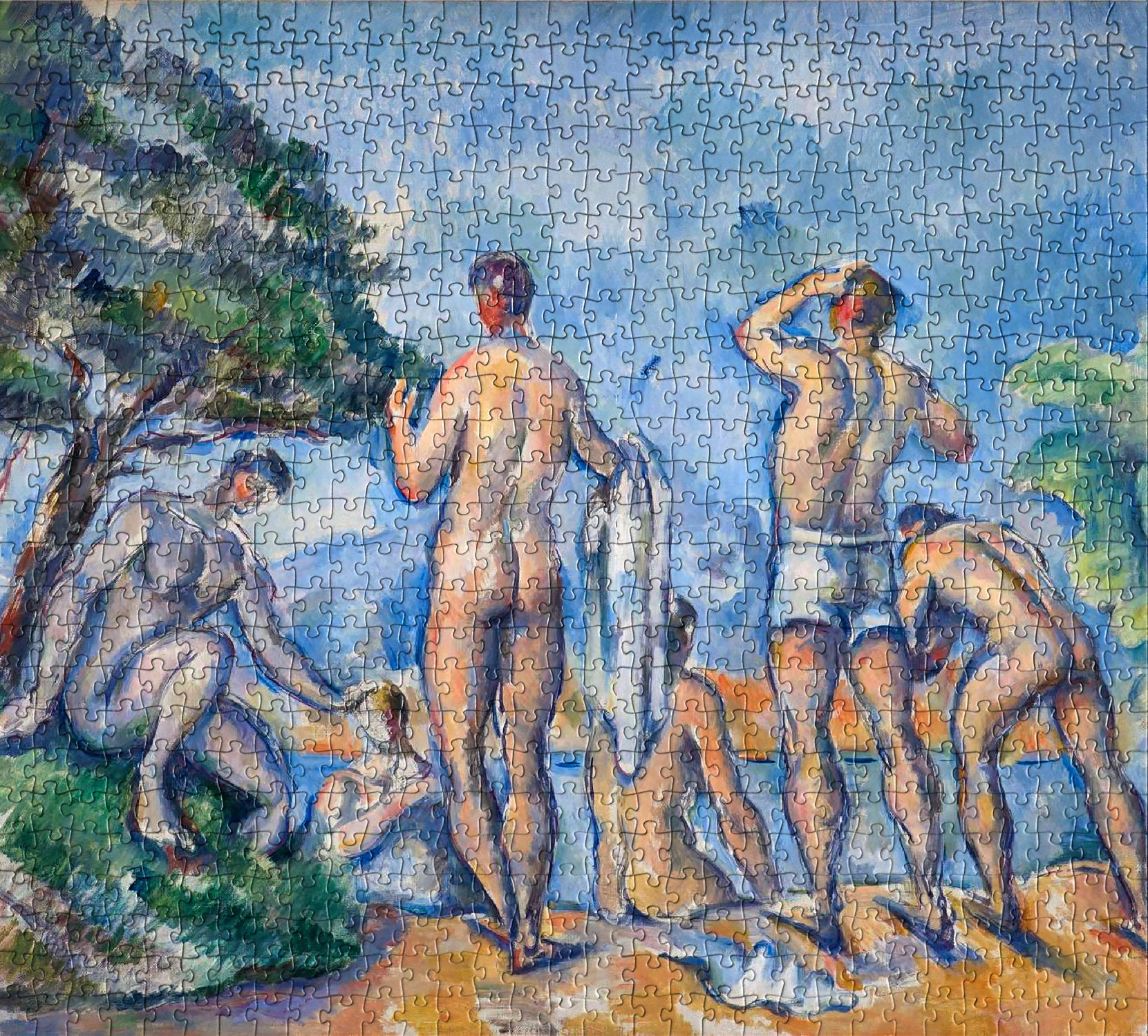 Paul Cezanne Bathers 1890–2 Jigsaw Puzzle - Immerse yourself in the soft, soothing colors of this captivating post-impressionist painting.