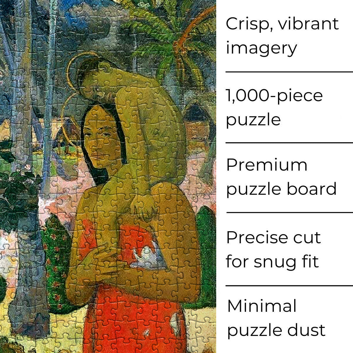 Dive into the world of fine art with this challenging 1000-piece jigsaw puzzle of Paul Gauguin's La Orana Maria.