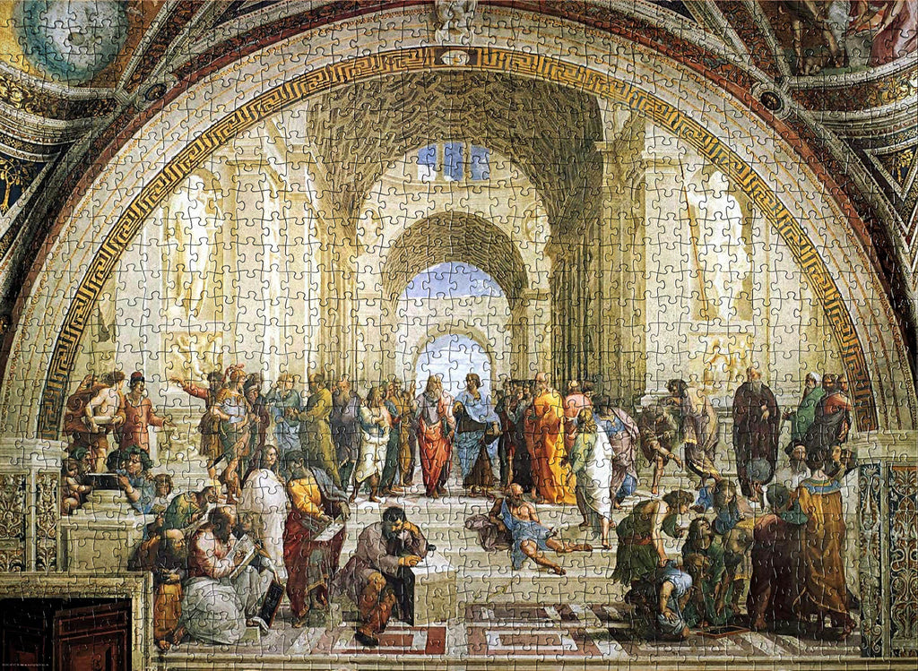 A 1000-piece jigsaw puzzle featuring Raphael's iconic painting, The School of Athens, by Eurographics.