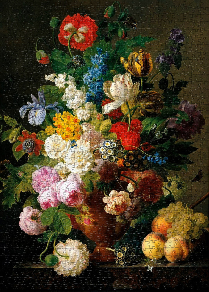 Clementoni 1000-piece art jigsaw puzzle featuring Jan Frans van Dael's floral still life from the Louvre Museum Collection.