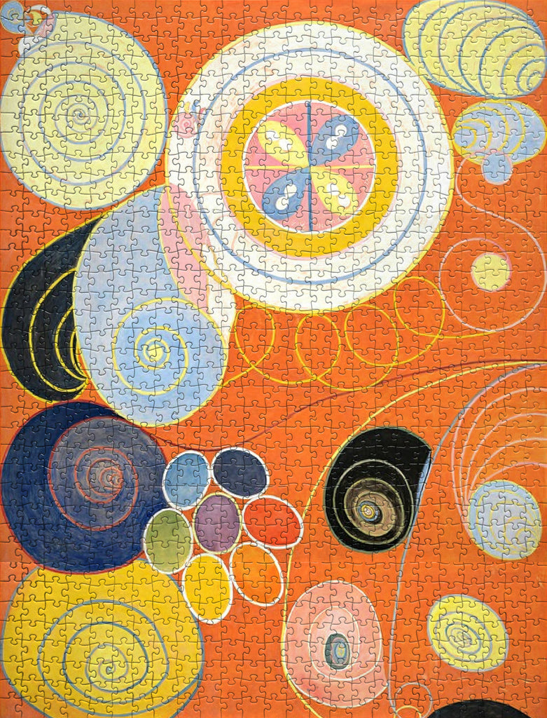 1000-piece Hilma af Klint art jigsaw puzzle featuring "The Ten Largest, Group IV No. 3, Youth" by Pomegranate