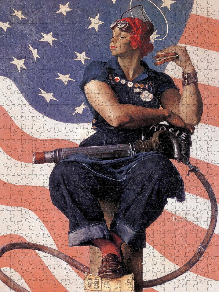 Norman Rockwell Rosie the Riveter art jigsaw puzzle for adults, 500 pieces.