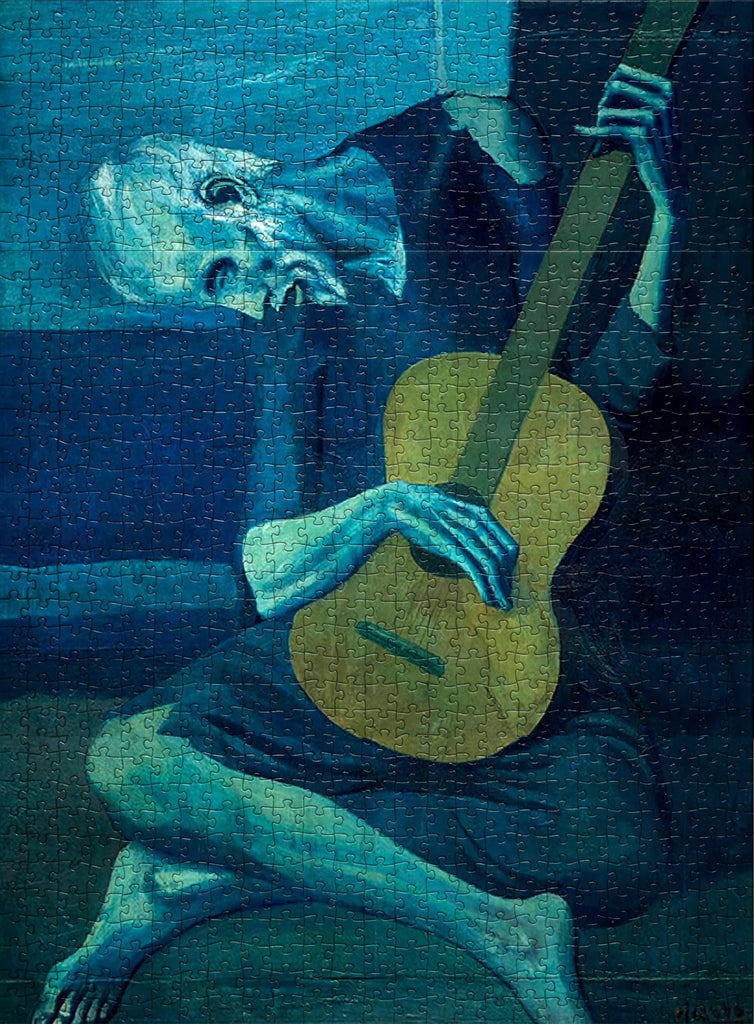 Eurographics Pablo Picasso The Old Guitarist 1000-piece jigsaw puzzle box featuring famous Blue Period painting reproduction for art lovers
