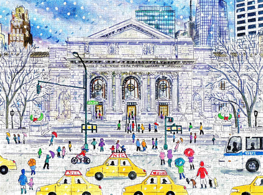 1000-piece Michael Storrings Christmas New York Public Library Jigsaw Puzzle - Rest In Pieces