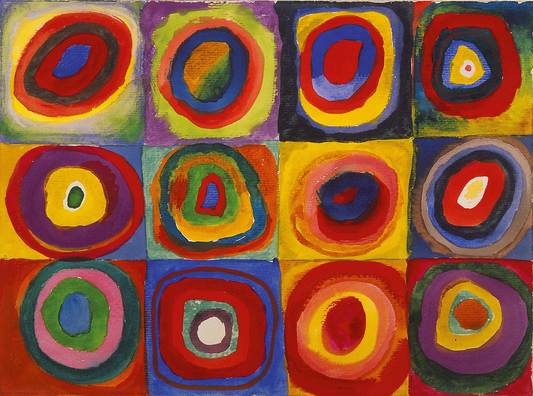 Wassily Kandinsky's famous painting titled 'Color Study: Squares with Concentric Circles'