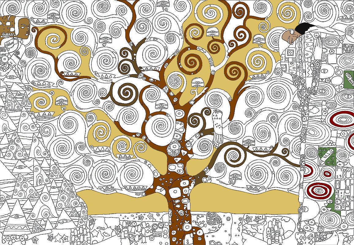 Eurographics Color Me eco-friendly jigsaw puzzle featuring Gustav Klimt's famous painting 'Tree Of Life'.