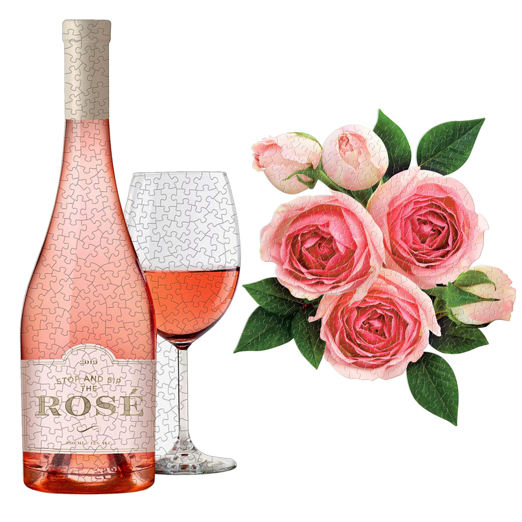 Galentine's Day Gift Idea: Rosé All Day 2-In-1 Shaped Jigsaw Puzzle Set