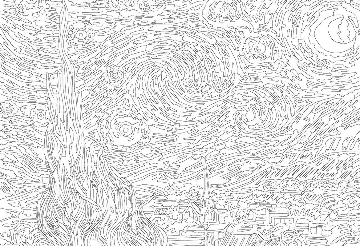 Challenging Starry Night Colouring Puzzle: Test Your Skills and Patience!