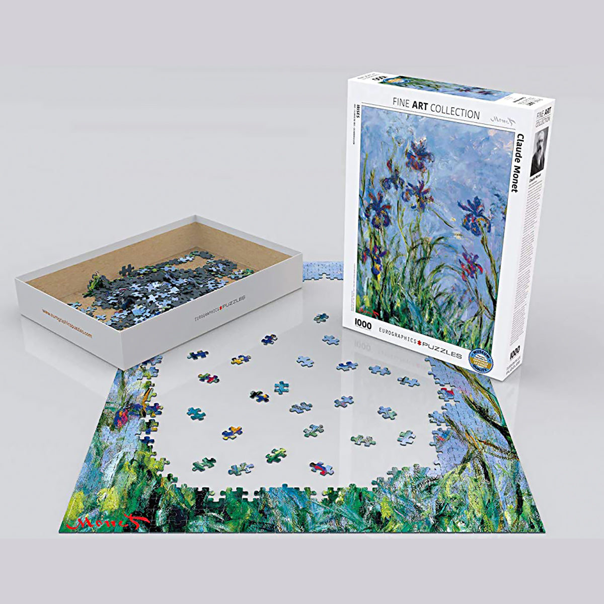 Piece Together EuroGraphics Fine Art Collection of Monet's 'Iris Mauves' Jigsaw Puzzle for a Beautiful Wall Art Display