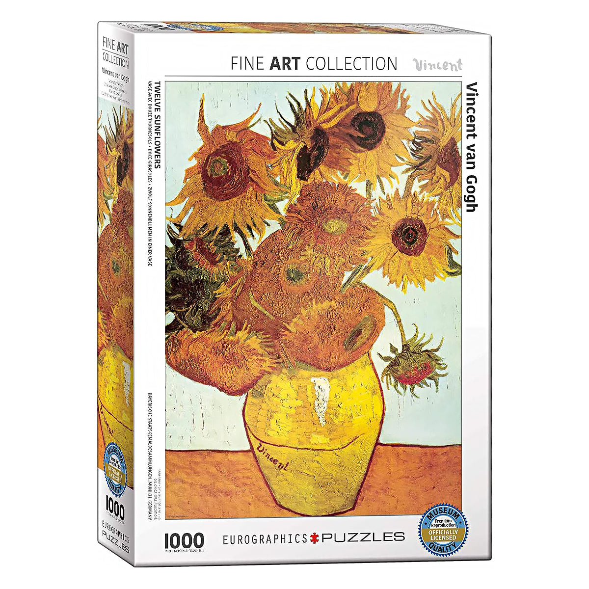 Eurographics Vincent Van Gogh Vase with Twelve Sunflowers Puzzle - High-quality sustainable jigsaw puzzle box
