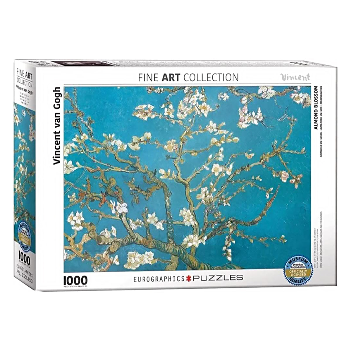 Vincent Van Gogh's Almond Blossom 1000-piece puzzle from Eurographics UK. Create stunning wall art with vibrant colors and intricate details. Relax and unwind with this high-quality puzzle for art lovers and enthusiasts.
