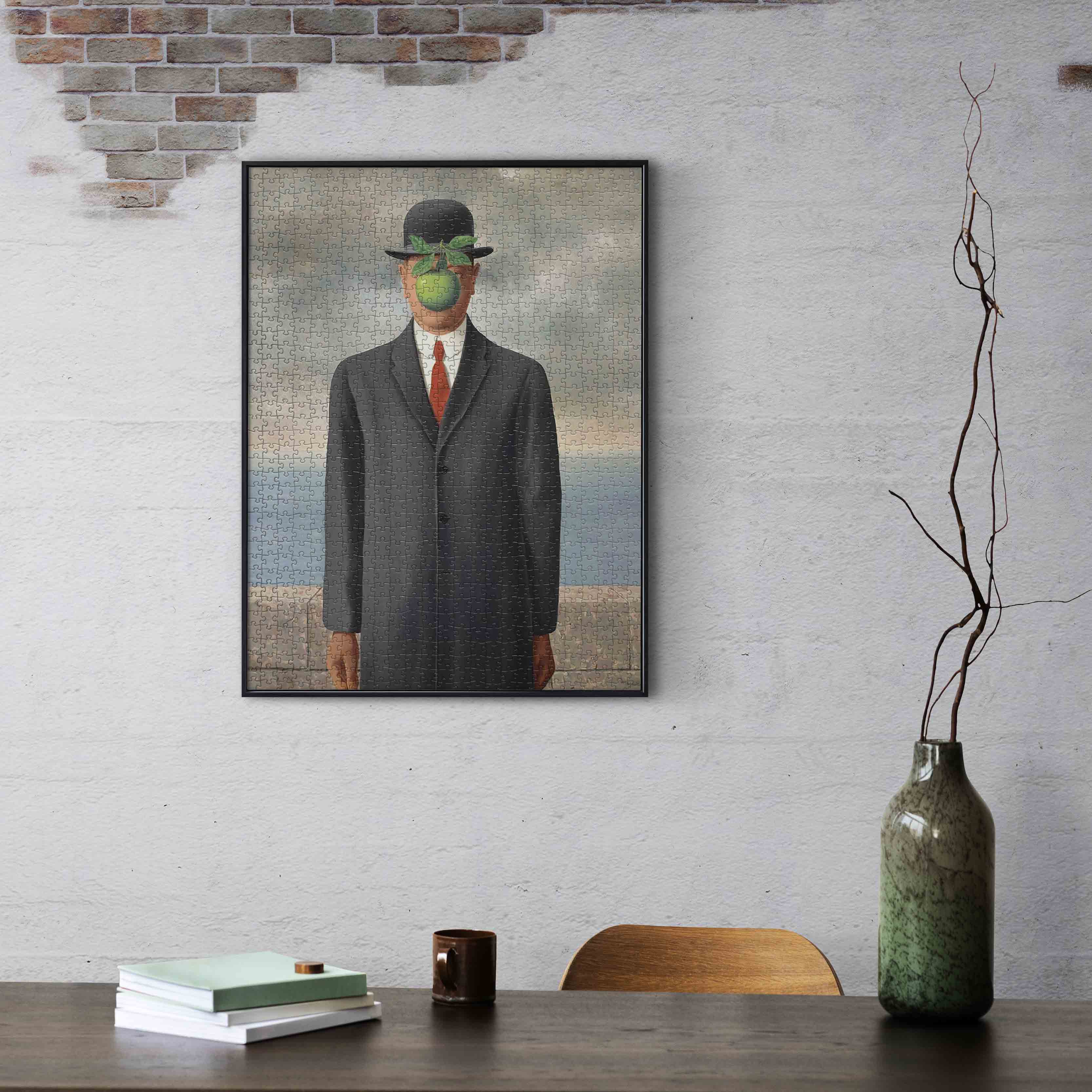 Framed René Magritte Jigsaw Puzzle: The Son of Man, 1000 Pieces, Perfect for Art Lovers and Wall Decoration
