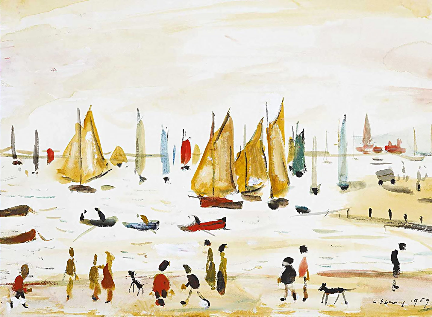 A famous fine art painting of L. S. Lowry Yachts, 1959.