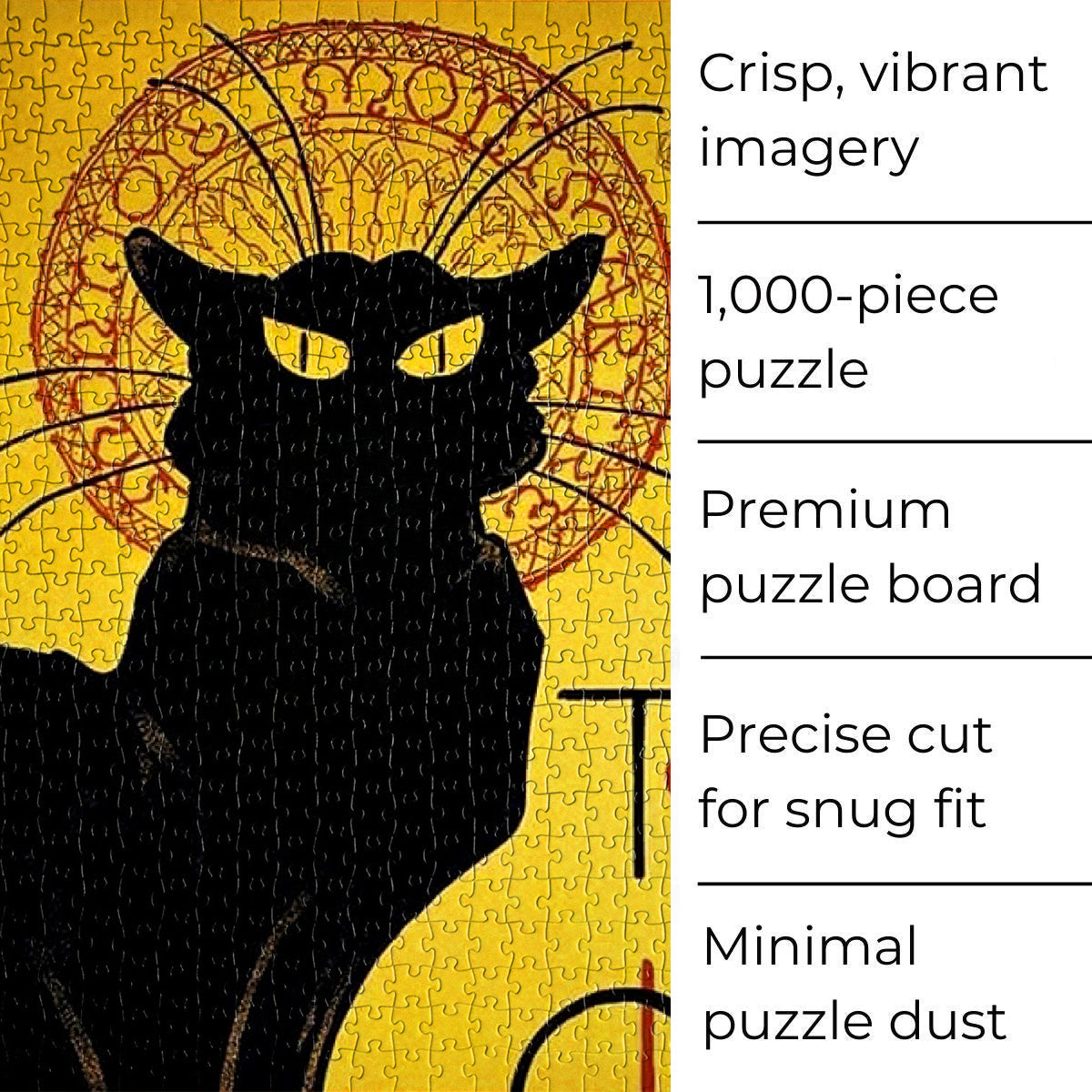The best quality jigsaw puzzle of Théophile Steinlen's Le Chat Noir poster artwork.