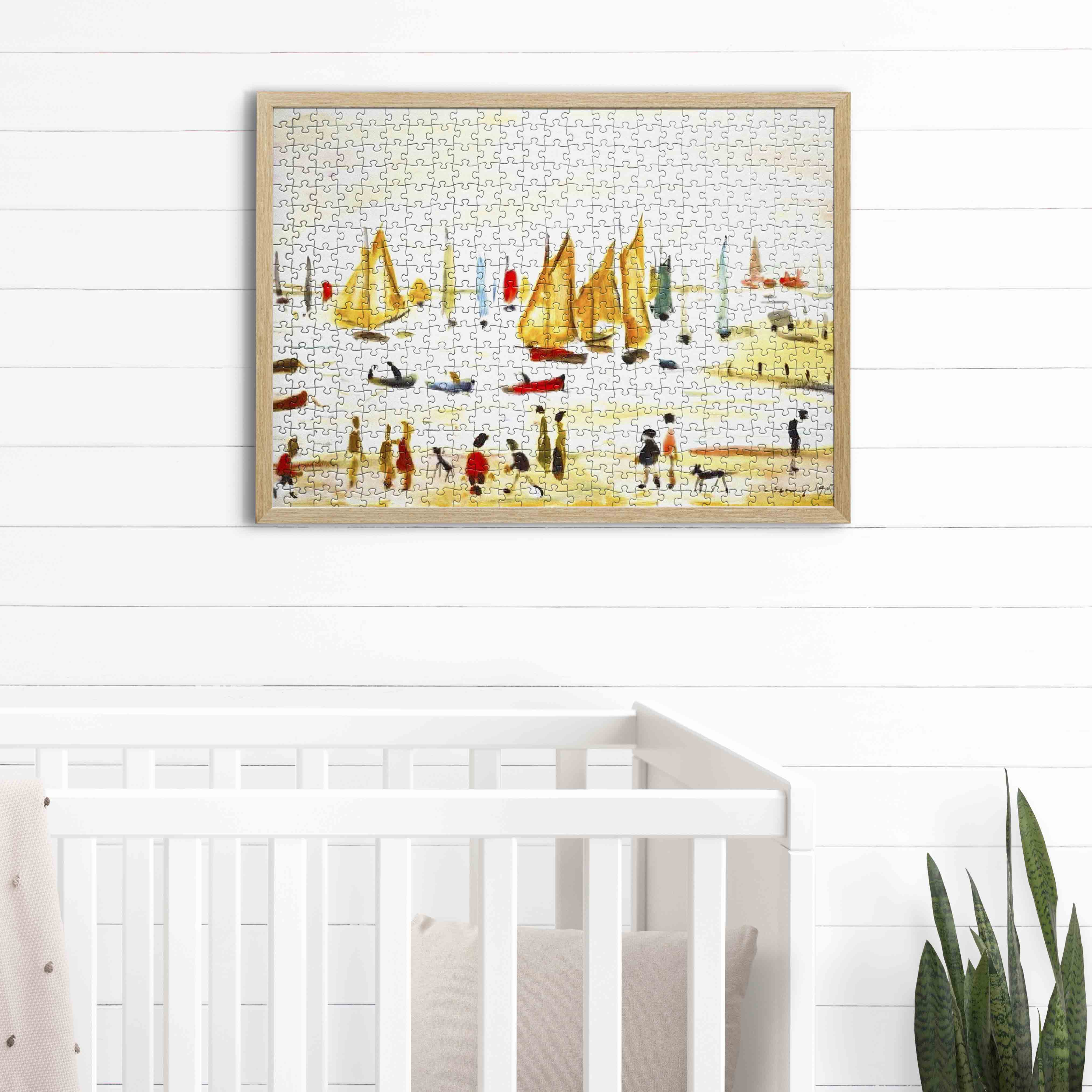 L. S. Lowry Yachts Jigsaw Puzzle: 500 Pieces, Framed for Stylish Nursery Interior Design and Wall Decor