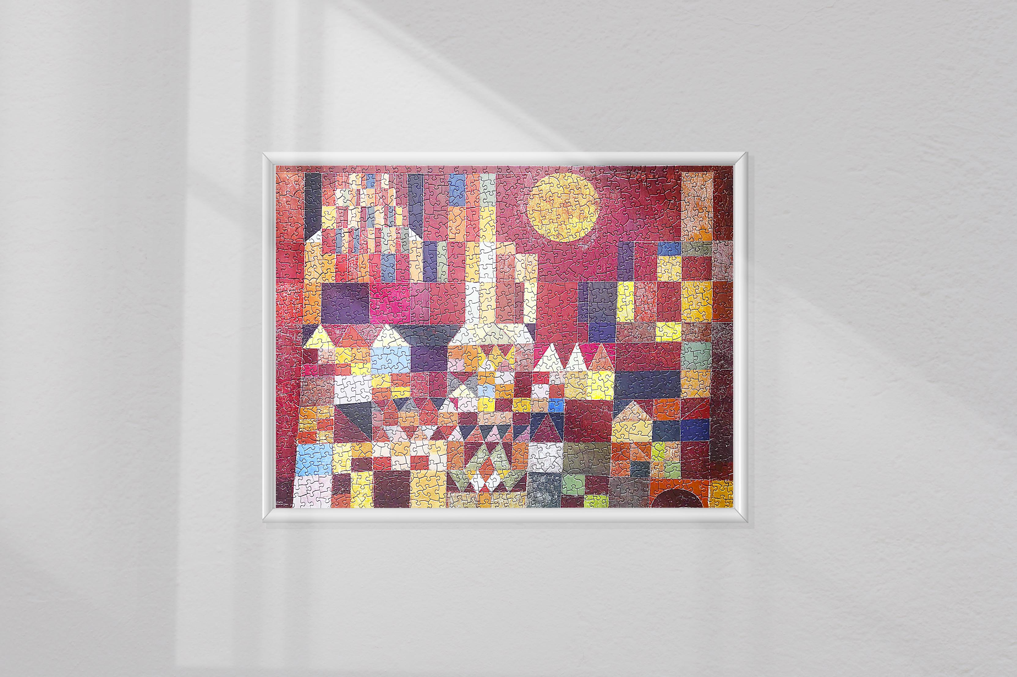 Create a bold statement with the abstract Paul Klee Castle and Sun art jigsaw puzzle in your interior.