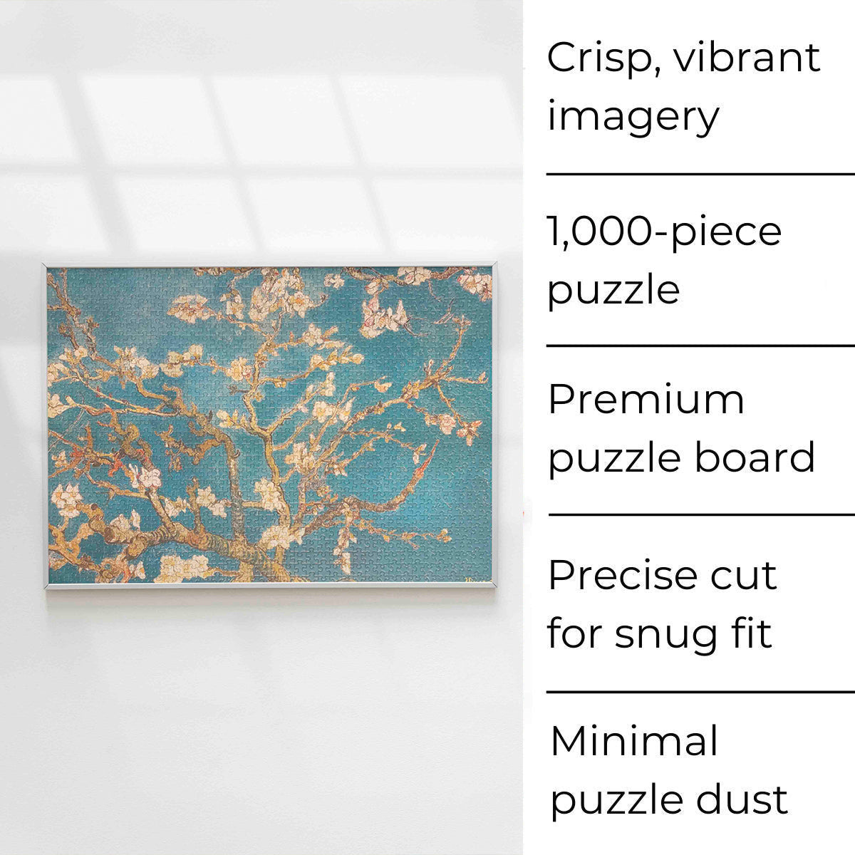 Framed Van Gogh Puzzle: Almond Blossom, Perfect for Home Decor and Interior Design