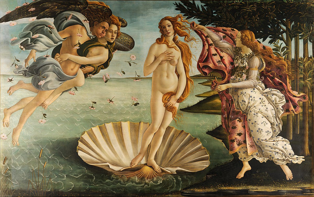 The Birth of Venus painting by Alessandro Botticelli is one of the most famous mythological paintings from the Early Renaissance period.