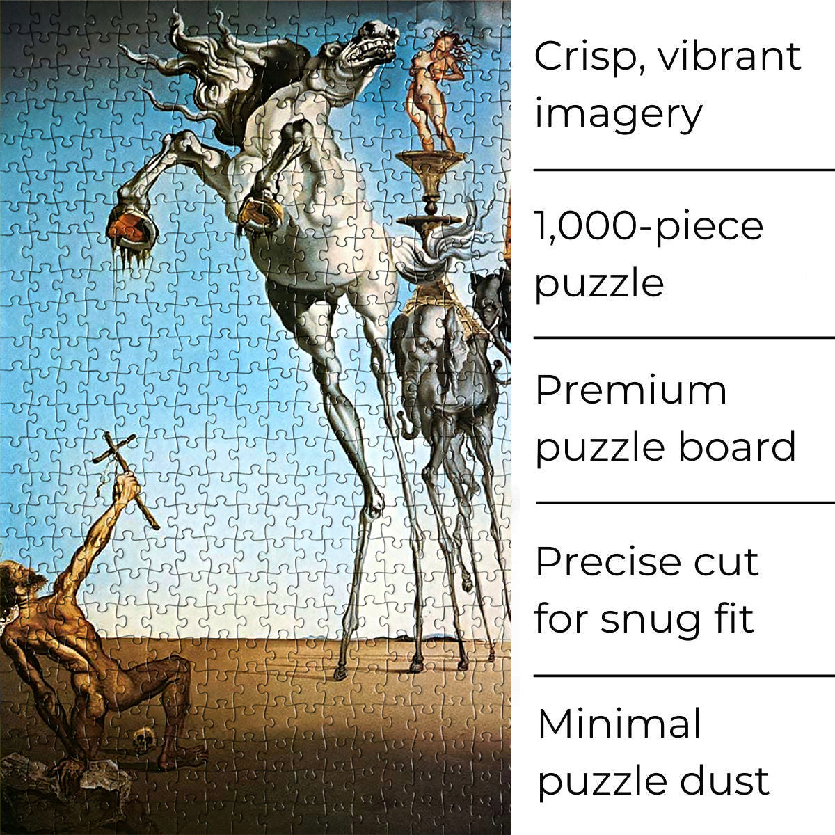 High-quality puzzle with stunning image of The Temptation of St. Anthony by Salvador Dali