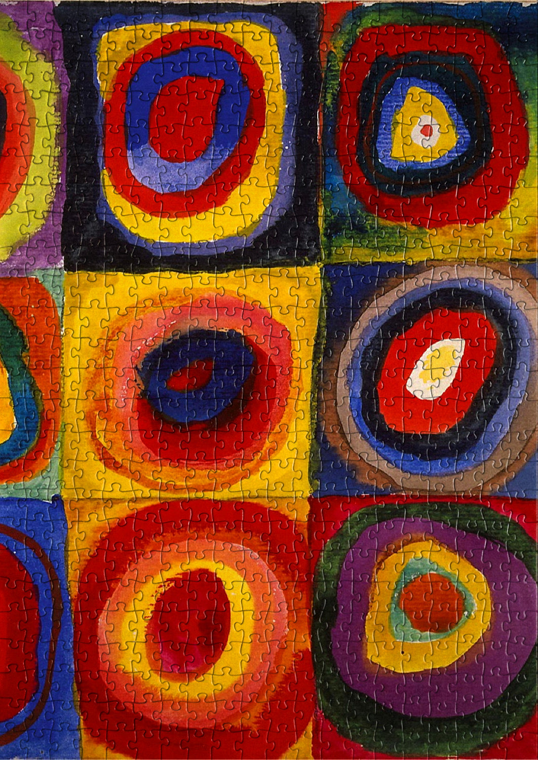 Meticulously crafted abstract art of Wassily Kandinsky's Colour Study painting turned puzzle.